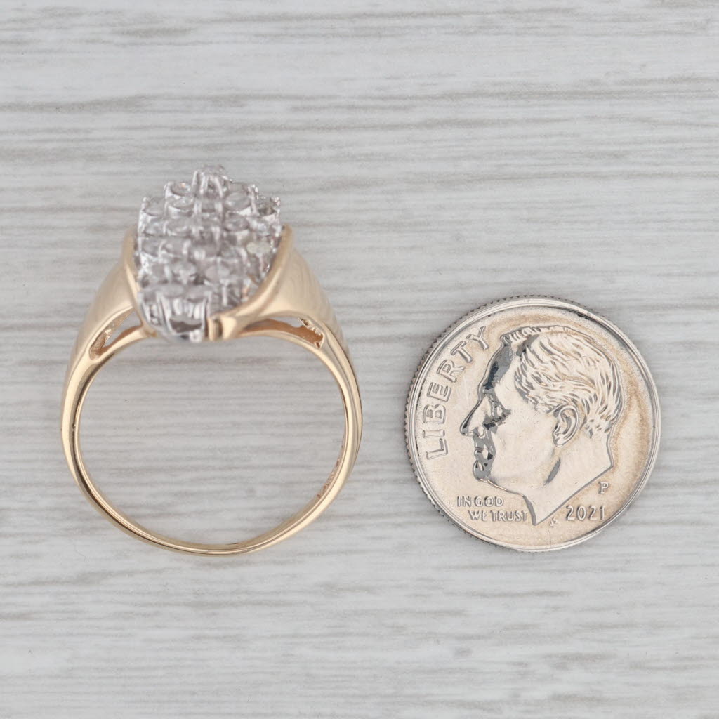 Gray 0.80ctw Diamond Cluster Ring 14k Yellow Gold Size 8