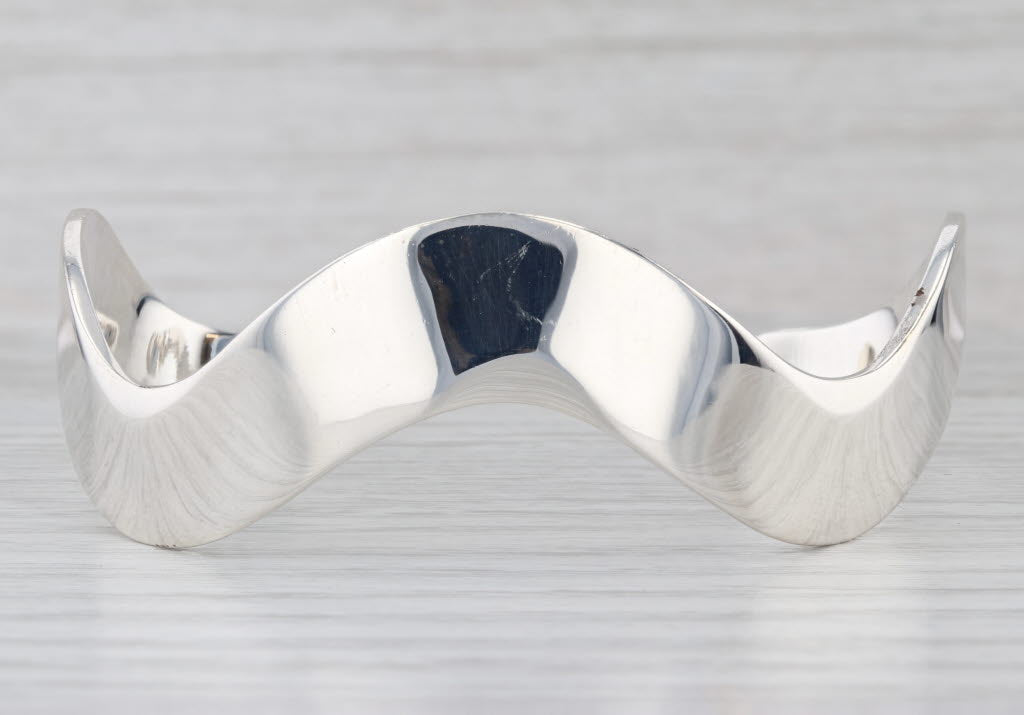 Contoured Wavey Cuff Bracelet Sterling Silver Mexico Statement