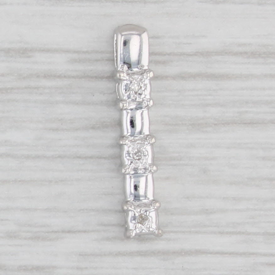 Light Gray Diamond Journey 3-Stone Pendant 10k White Gold Small Drop