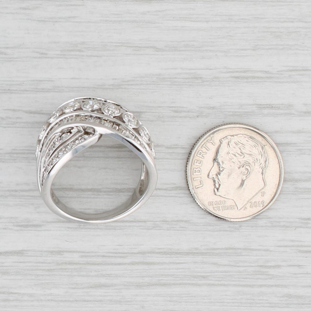 Light Gray New 2.10ctw Diamond Overlay Ring 14k White Gold Size 7 Cocktail