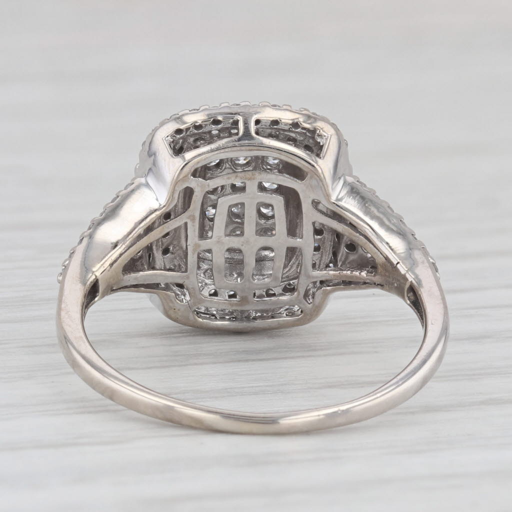 Light Gray 0.33ctw Diamond Cluster Halo Engagement Ring 10k White Gold Size 7.5