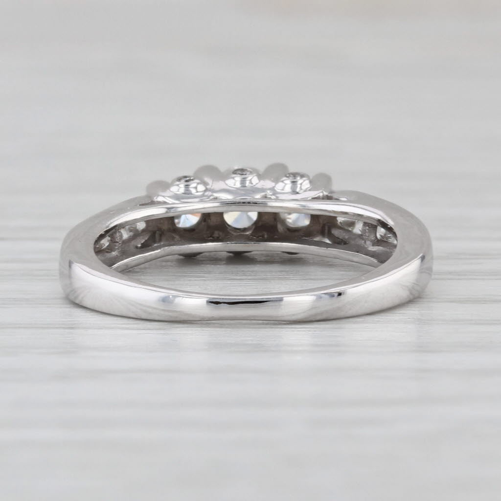 0.38ctw Diamond 3-Stone Engagement Ring 14k White Gold Size 4.5 Cathedral Band