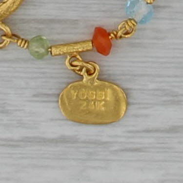 Yossi Multicolor Gemstone Bead Necklace 24k Yellow Gold 17"