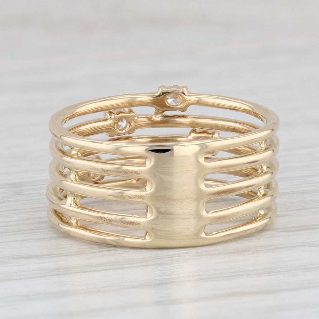 Light Gray 0.28ctw Diamond Orbit Ring 14k Yellow Gold Size 7 Multi-Band