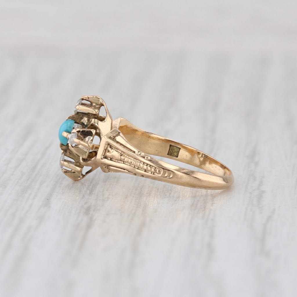 Antique Rose Cut Diamond Ring 18k Yellow Gold Size 4.25 Ornate