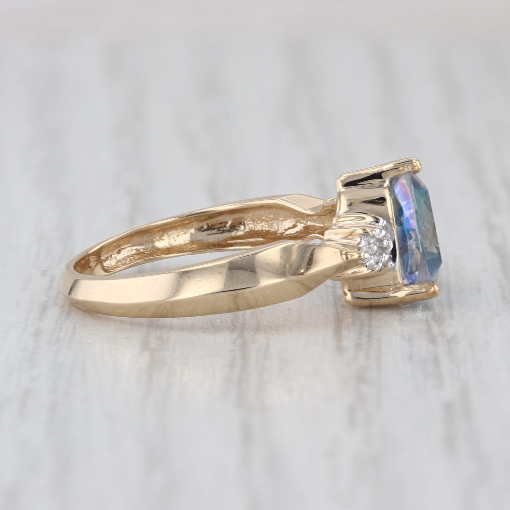 2.10ct Mystic Topaz Diamond Ring 10k Yellow Gold Size 7