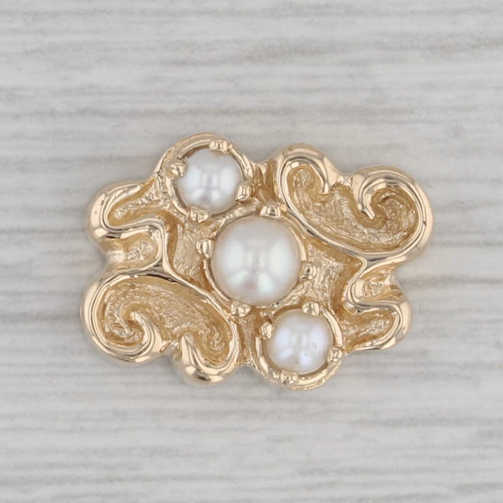 Gray Goldman Kolber Cultured Pearl Slide Bracelet Charm 14k Yellow Gold Vintage