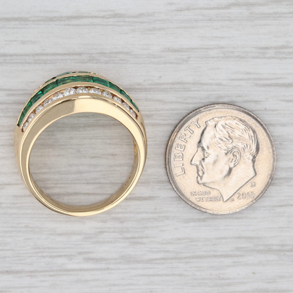 2.44ctw Emerald Diamond Ring 18k Yellow Gold Size 6.5