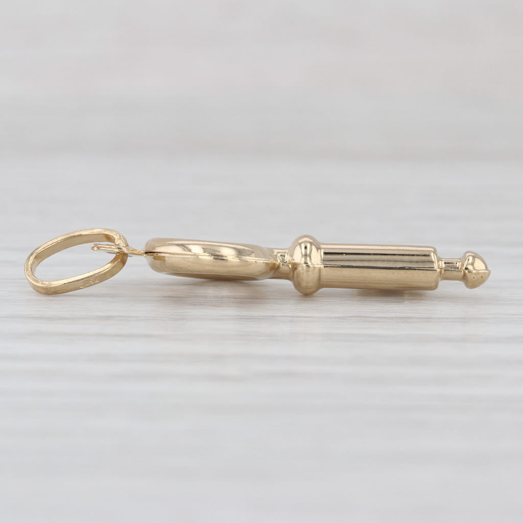 Skeleton Key Pendant 18k Yellow Gold 3 D Charm