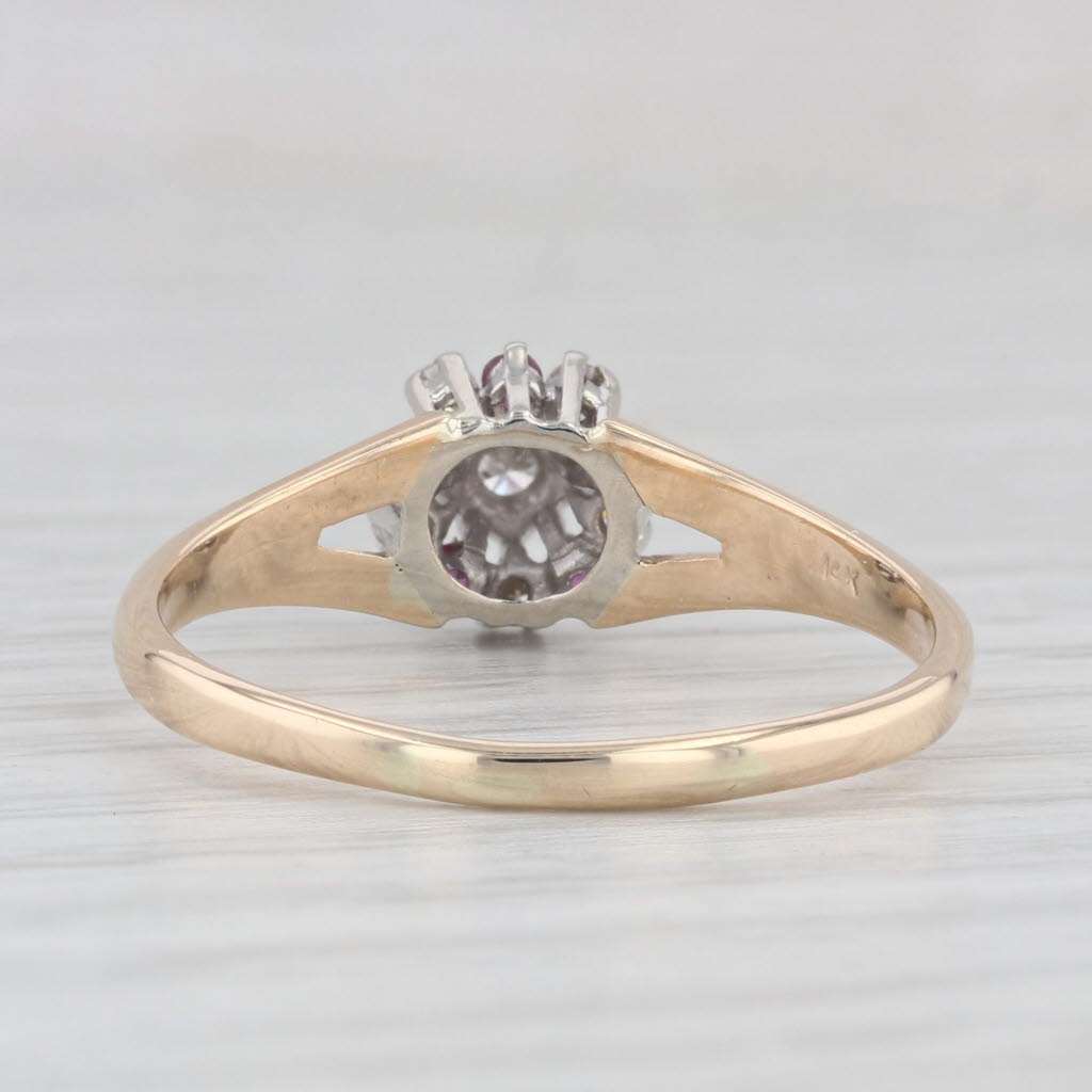 Light Gray 0.30ctw Diamond Ruby Flower Ring 14k Yellow Gold Size 10 Engagement