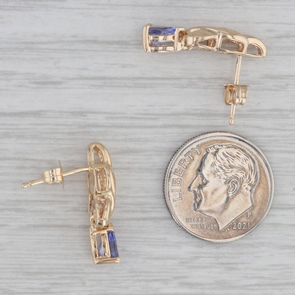 Gray 0.90ctw Tanzanite Diamond Drop Earrings 14k Yellow Gold