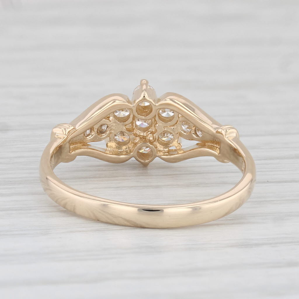 Light Gray 0.25ctw Diamond Flower Cluster Ring 14k Yellow Gold Size 6.5