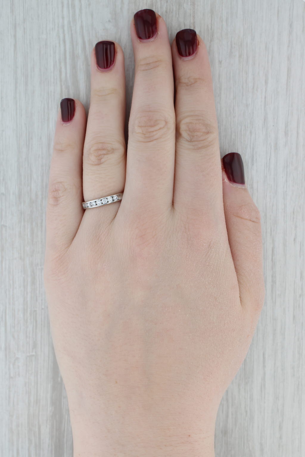 Gray 0.41ctw Diamond Wedding Band 950 Platinum Size 7.5-7.75 Stackable Ring