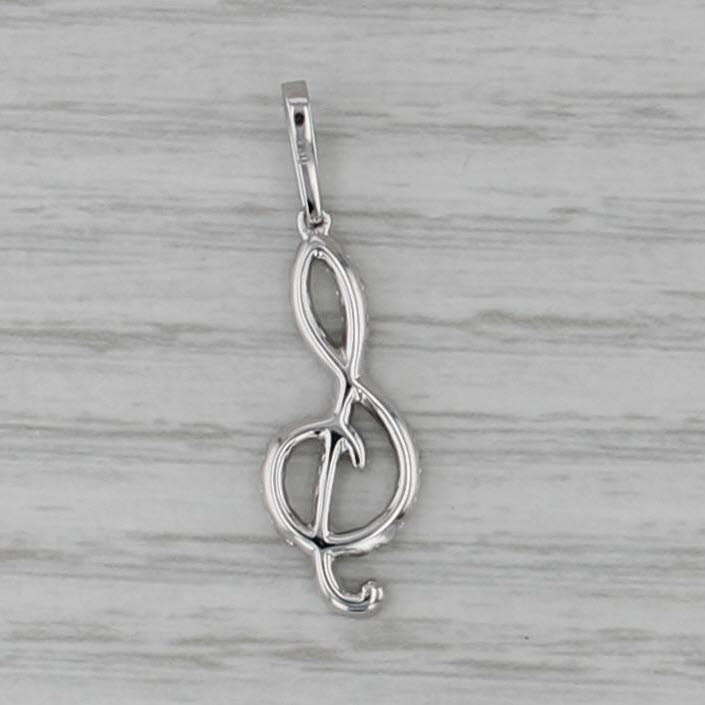 0.50ctw Diamond Treble Clef Pendant 18k White Gold Music Themed