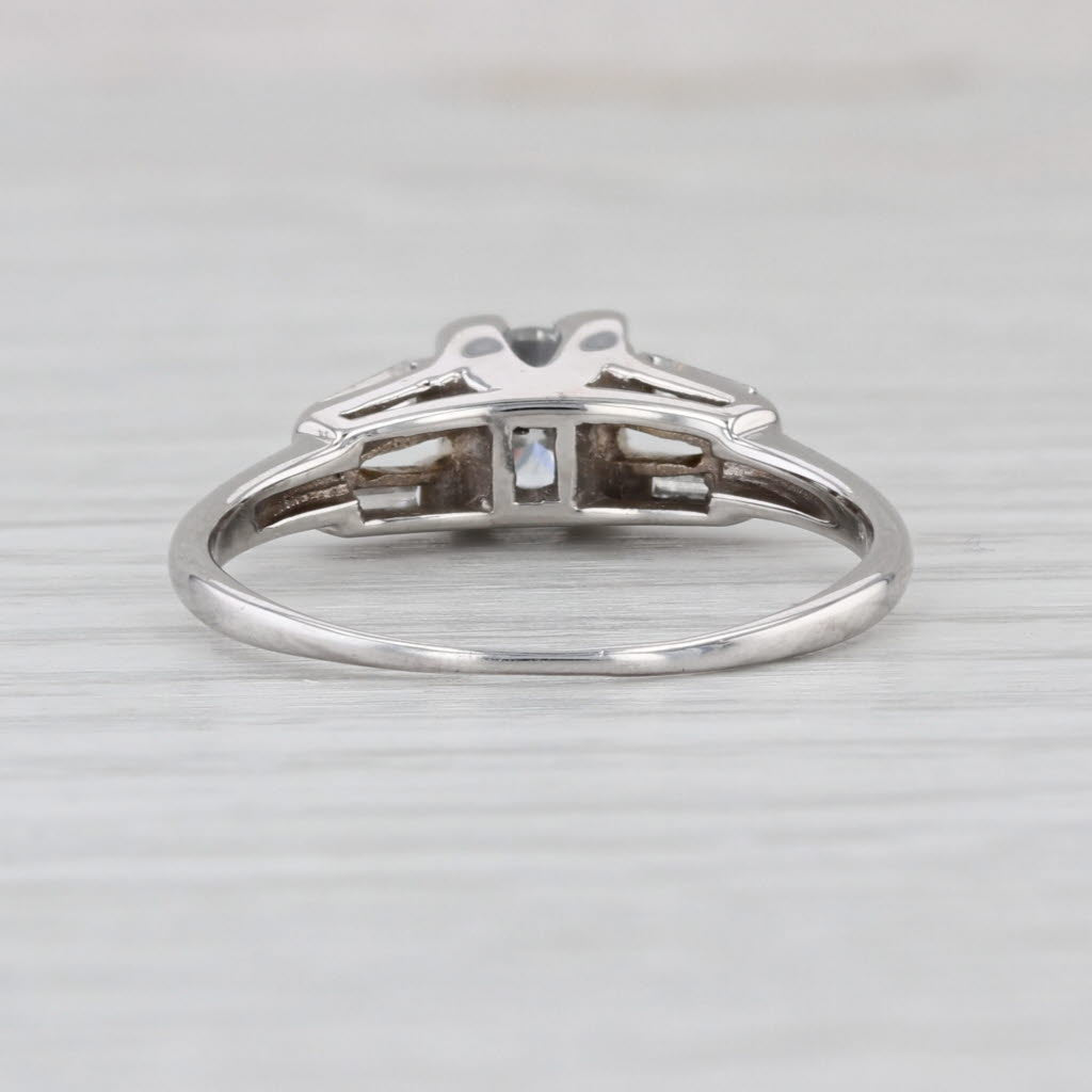 Vintage 0.91ctw Round Diamond Engagement Ring 14k White Gold Size 9.75