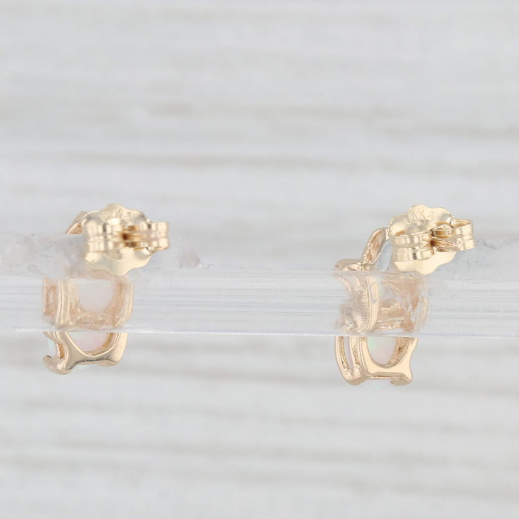 Light Gray Lab Created Opal Cubic Zirconia Stud Earrings 10k Yellow Gold