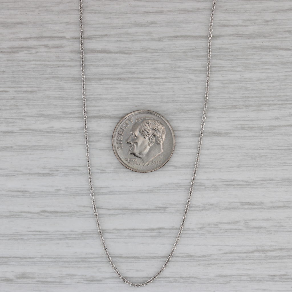 Gray Cable Chain Necklace 14k White Gold 18" 0.7mm