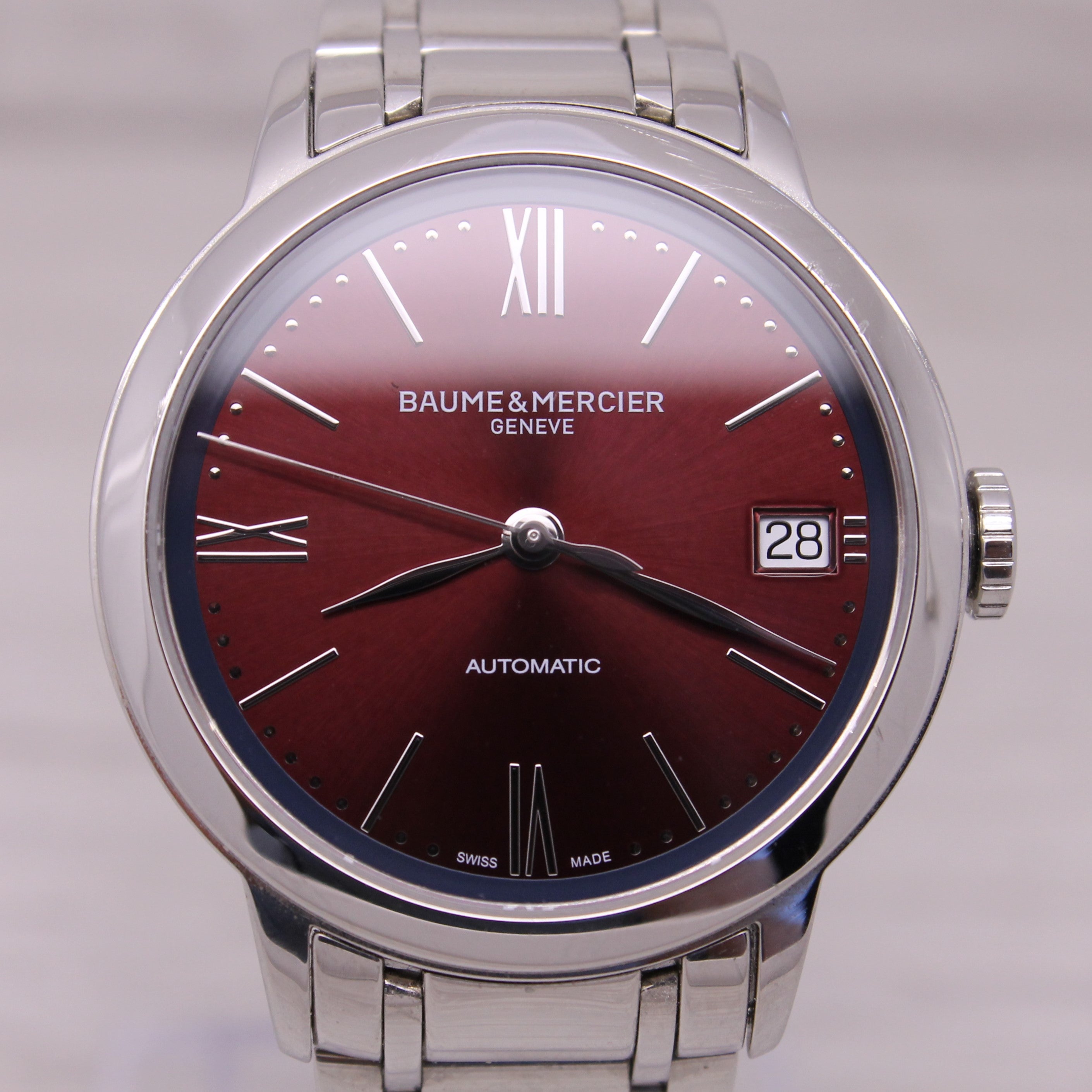 Dark Gray Baume & Mercier Ladies Classima 34mm Automatic Steel Watch 65875 w Bracelet Box