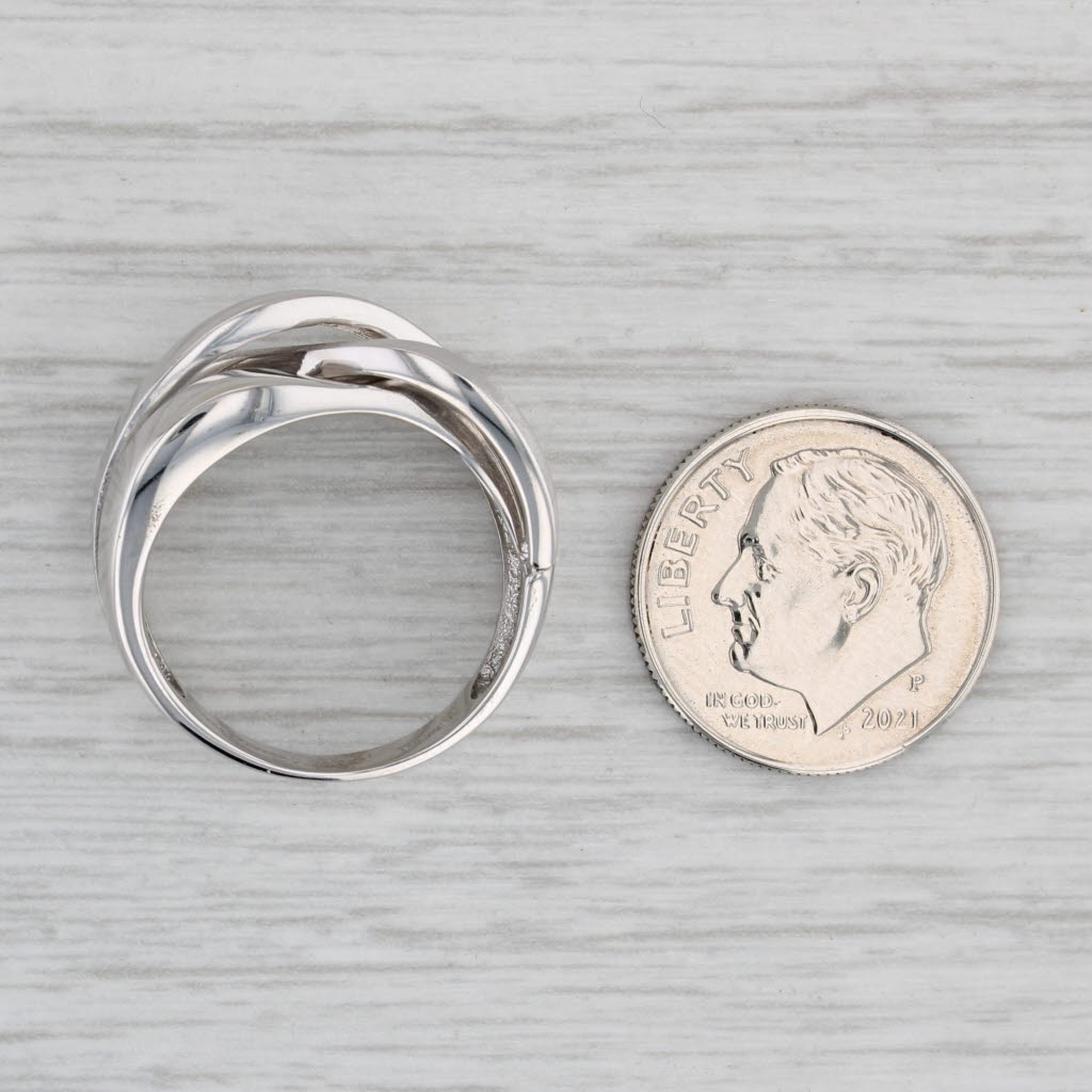 Gray Woven 3-Band Ring 14k White Gold Size 7 Statement