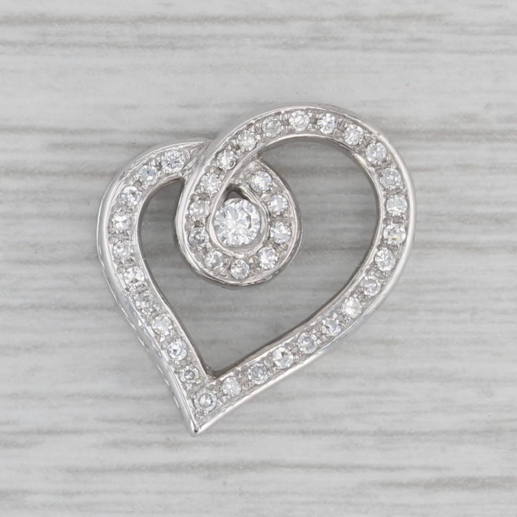 Gray 0.22ctw Diamond Abstract Heart Pendant 10k White Gold