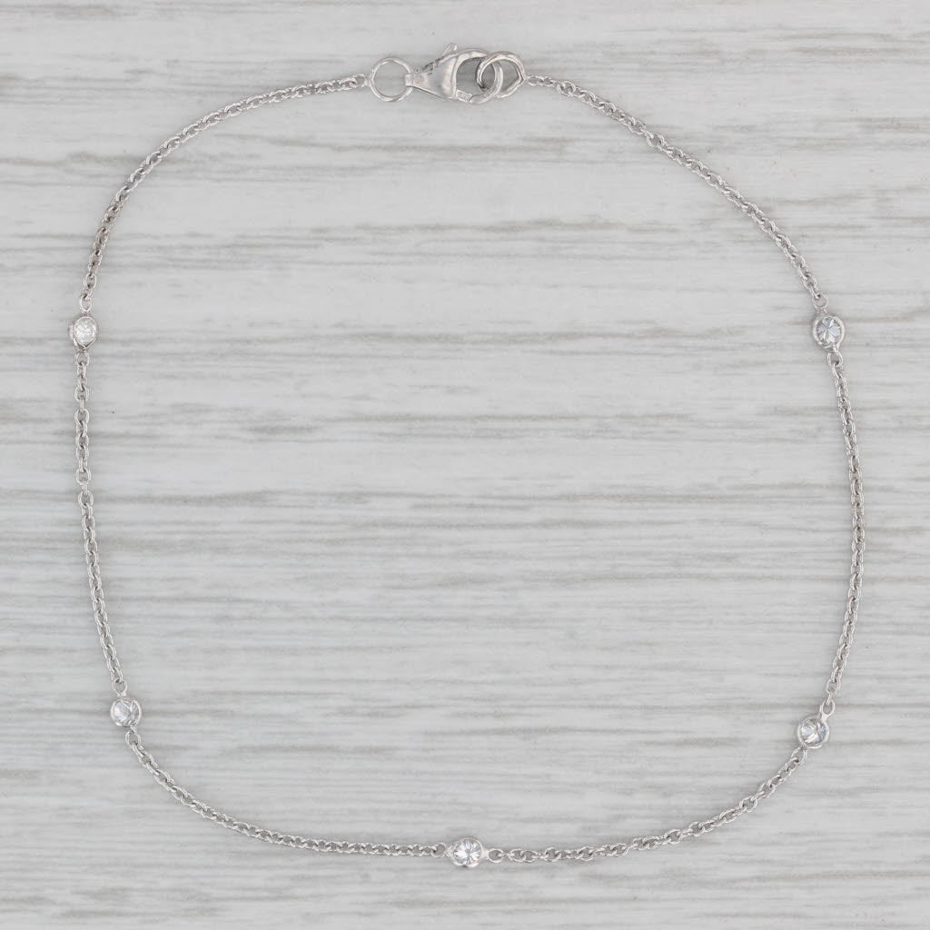 Gray New 0.16ctw Diamond By The Yard Station Bracelet 14k White Gold Adjustable Chain