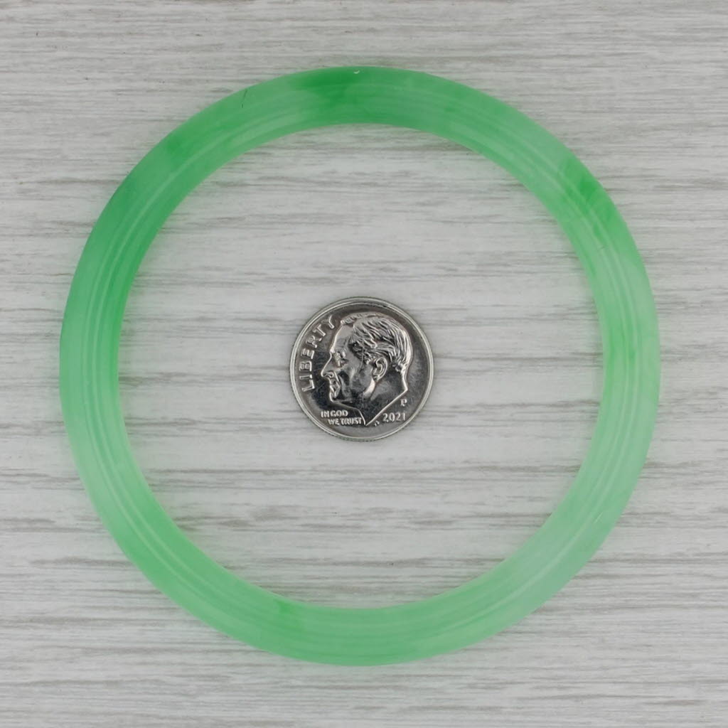 Vintage Green Glass Bangle Bracelet 7.25" 7.6mm