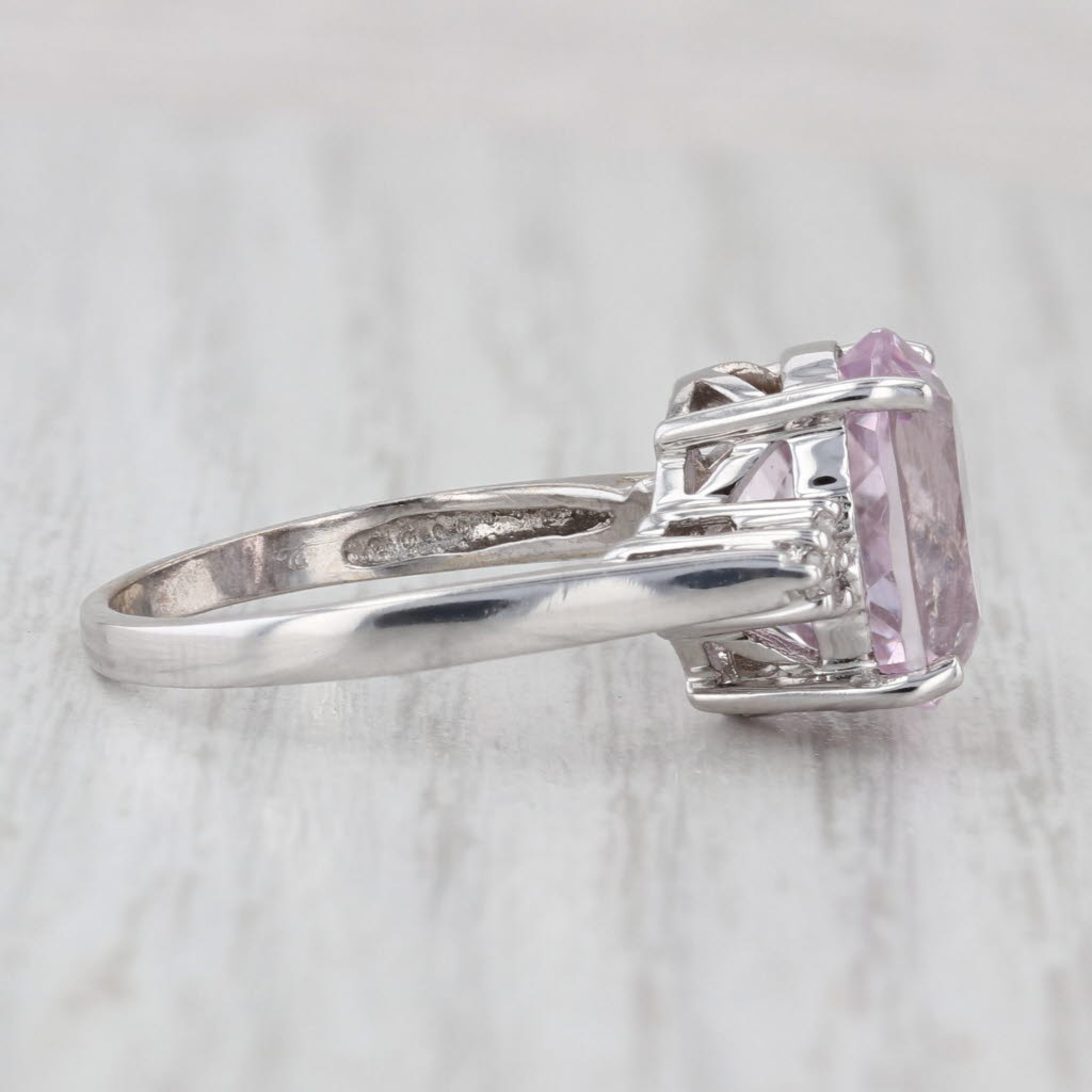 5.88ctw Pink Kunzite Diamond Ring 14k White Gold Size 8