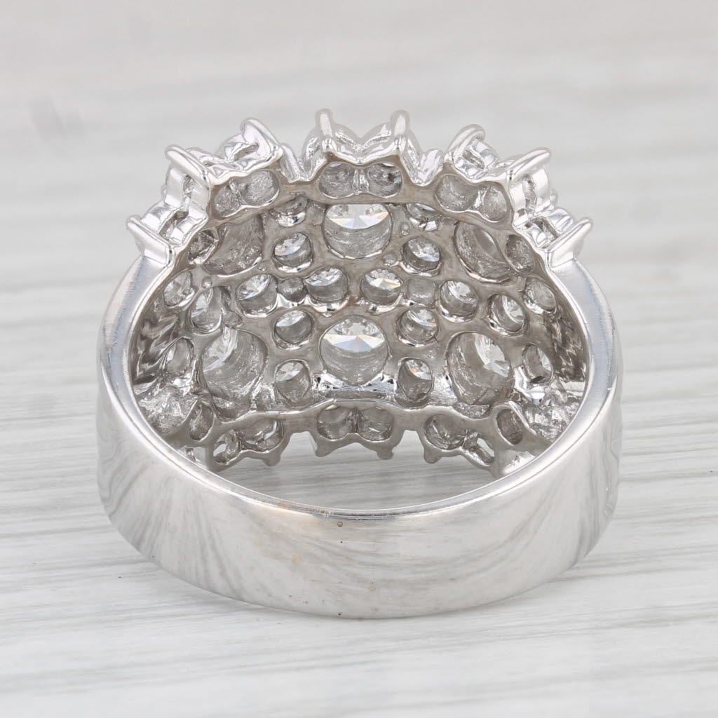 Light Gray 2.55ctw Diamond Cluster Ring 18k White Gold Size 8 Cocktail