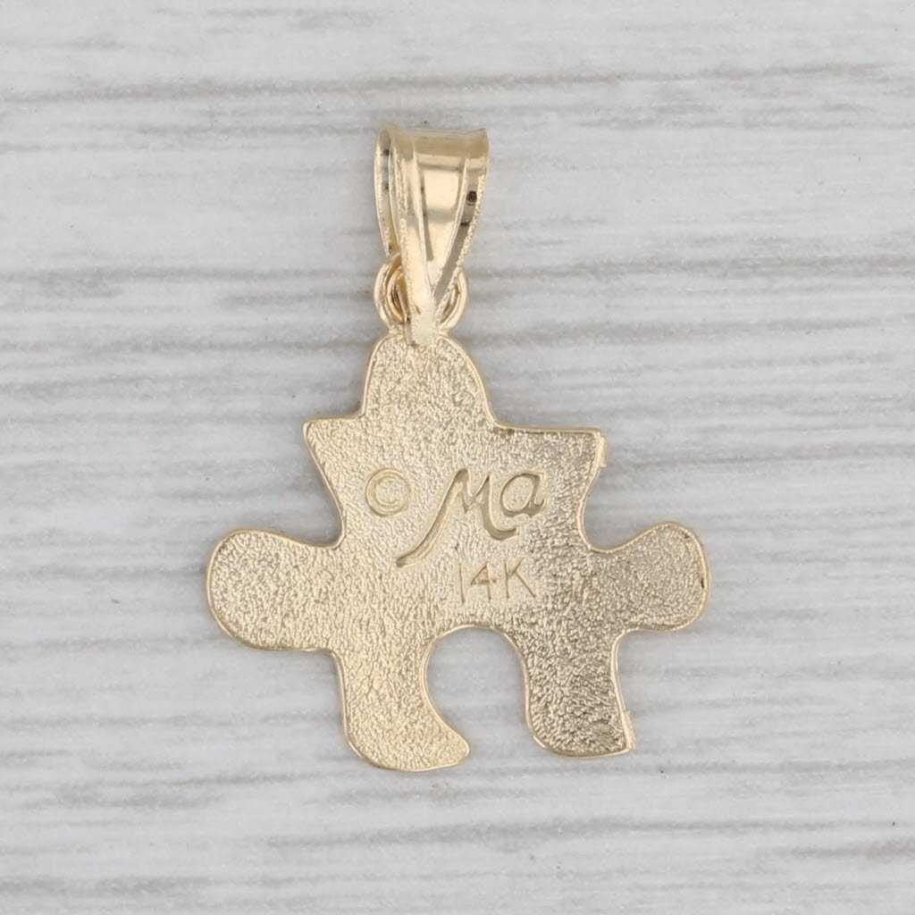 Gray Friends Puzzle Pierced Pendant 14k Yellow Gold Half of Best Friends Gift