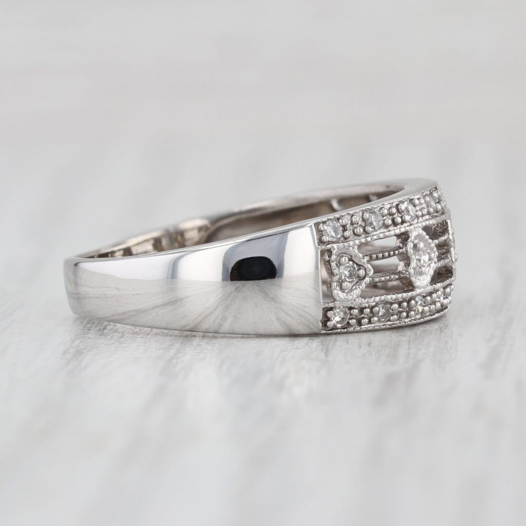 0.15ctw Diamond Hearts Band 14k White Gold Size 8.5 Ring