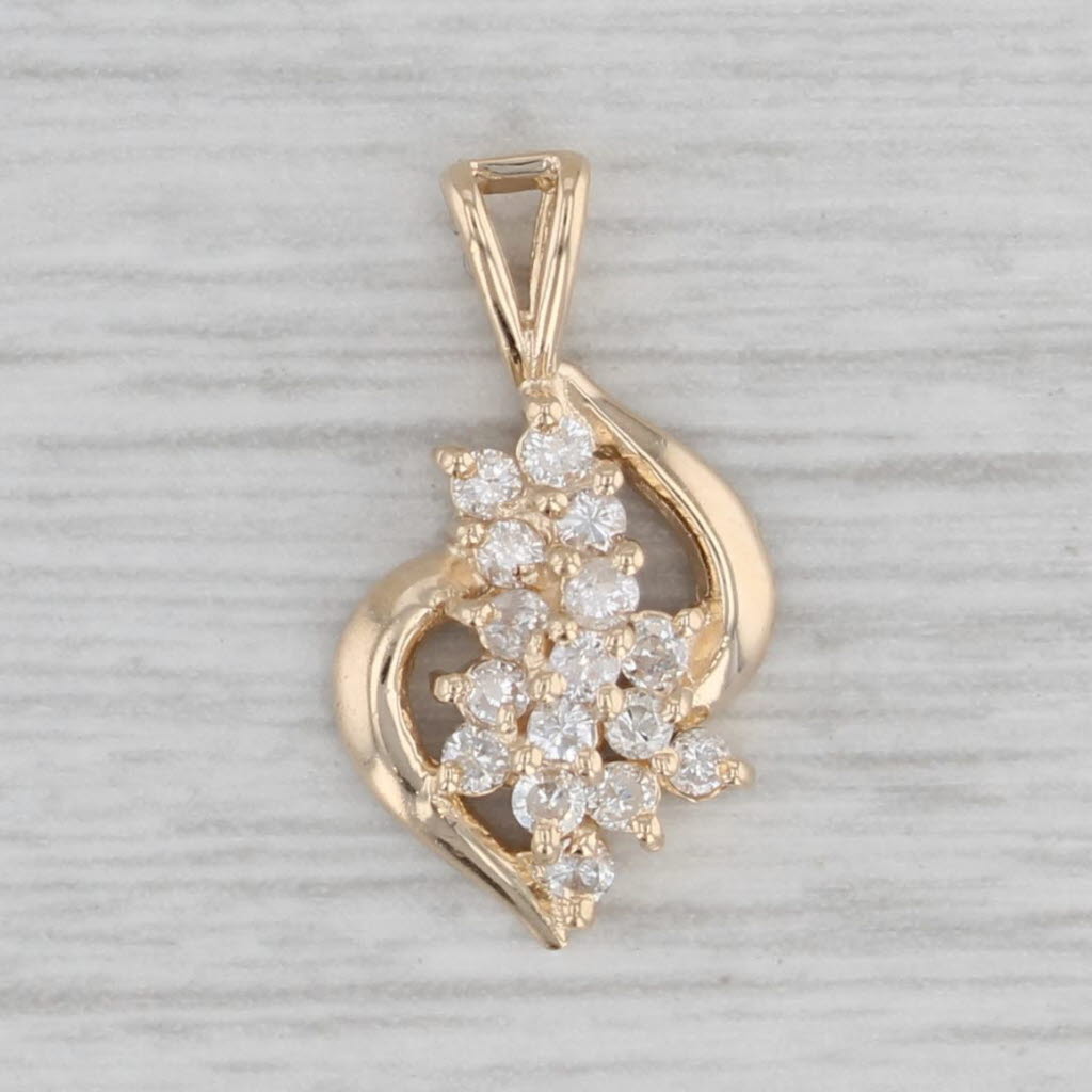 Gray 0.20ctw Diamond Cluster Pendant 14k Yellow Gold Small Drop