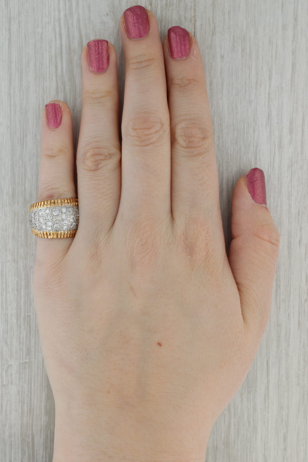Dark Gray 2.50ctw Pave Diamond Ring 14k White Yellow Gold Size 8.5 Cocktail