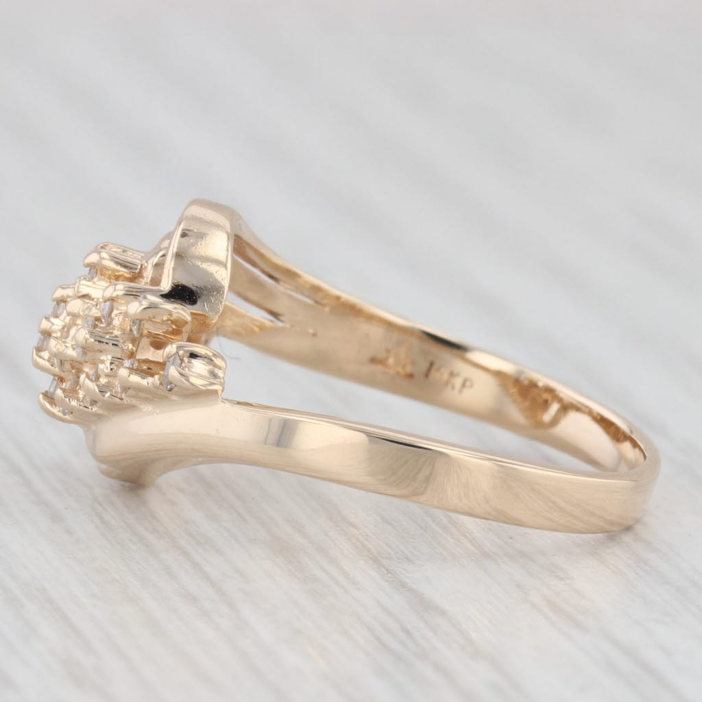 Light Gray 0.20ctw Diamond Cluster Ring 14k Yellow Gold Bypass Size 8