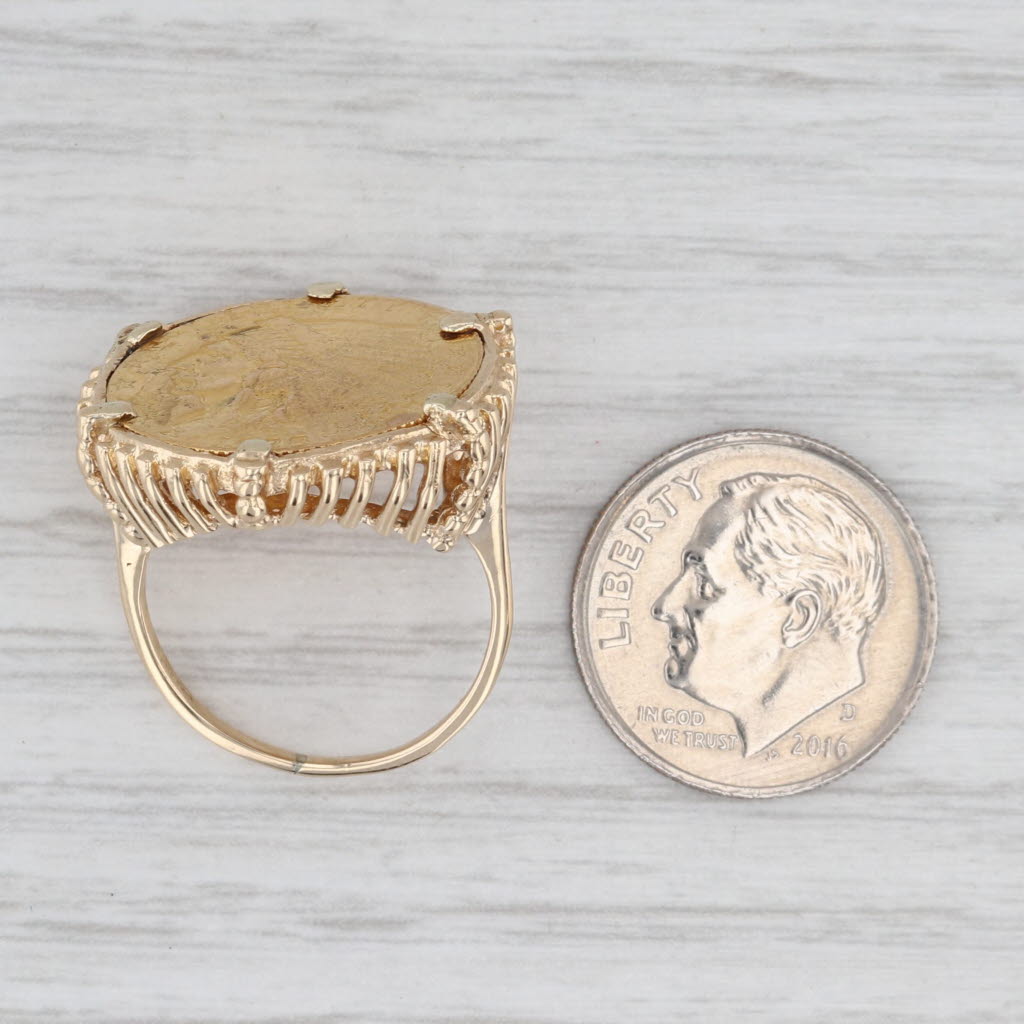 Light Gray 1928 Gold American Eagle Indian Head Coin Ring 10k 900 Yellow Gold $2.50