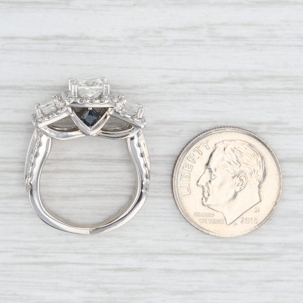 Light Gray Vera Wang 2.30ctw Diamond Engagement Ring 14k White Gold Size 4 3-Stone Halo