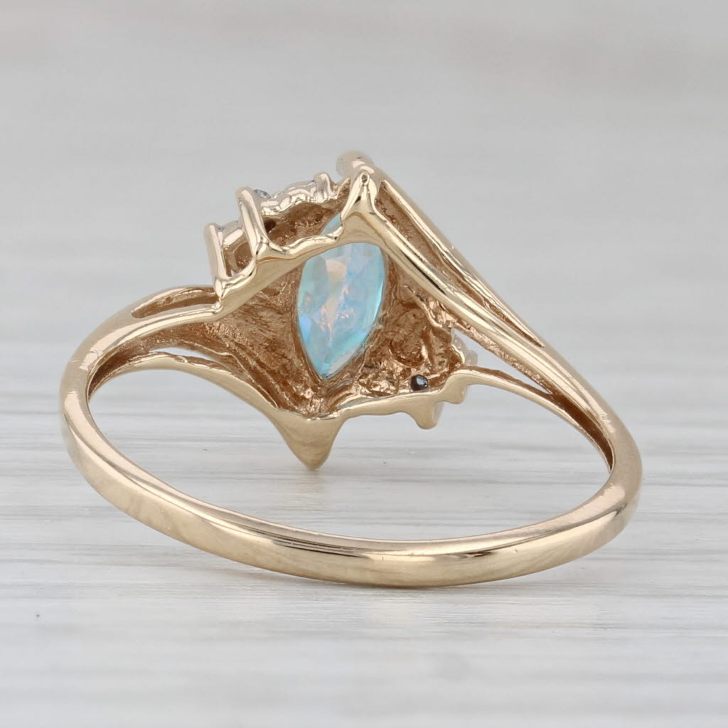Gray 0.60ct Mystic Topaz Diamond Bypass Ring 14k Yellow Gold Size 7.25