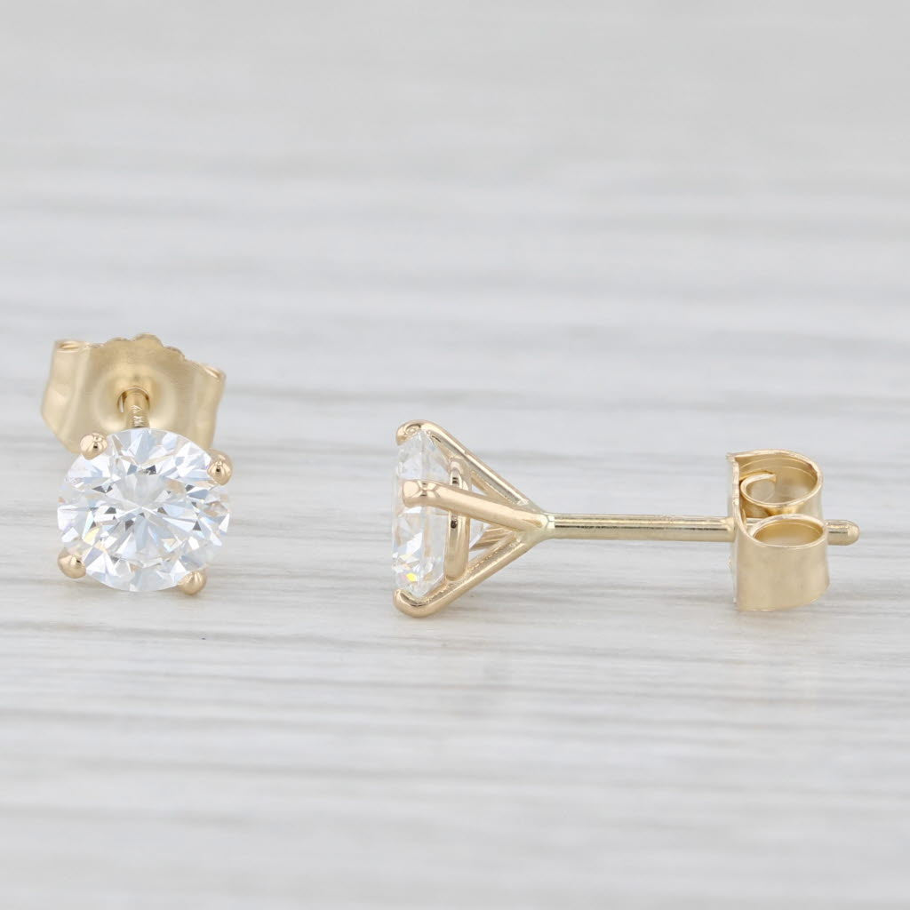 Light Gray New 1ctw Lab Created Diamond Stud Earrings 14k Yellow Gold Round Solitaires