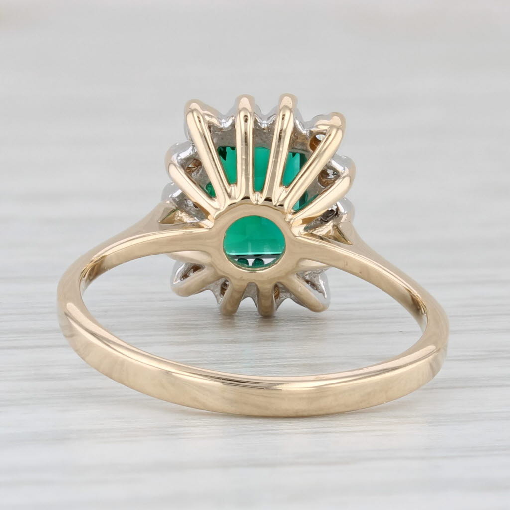 Light Gray 1.18ctw Lab Created Emerald Diamond Halo Ring 14k Yellow Gold Size 6 Engagement
