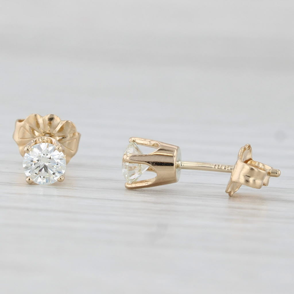 Light Gray 0.50ctw Round Diamond Solitaire Stud Earrings 14k Yellow Gold