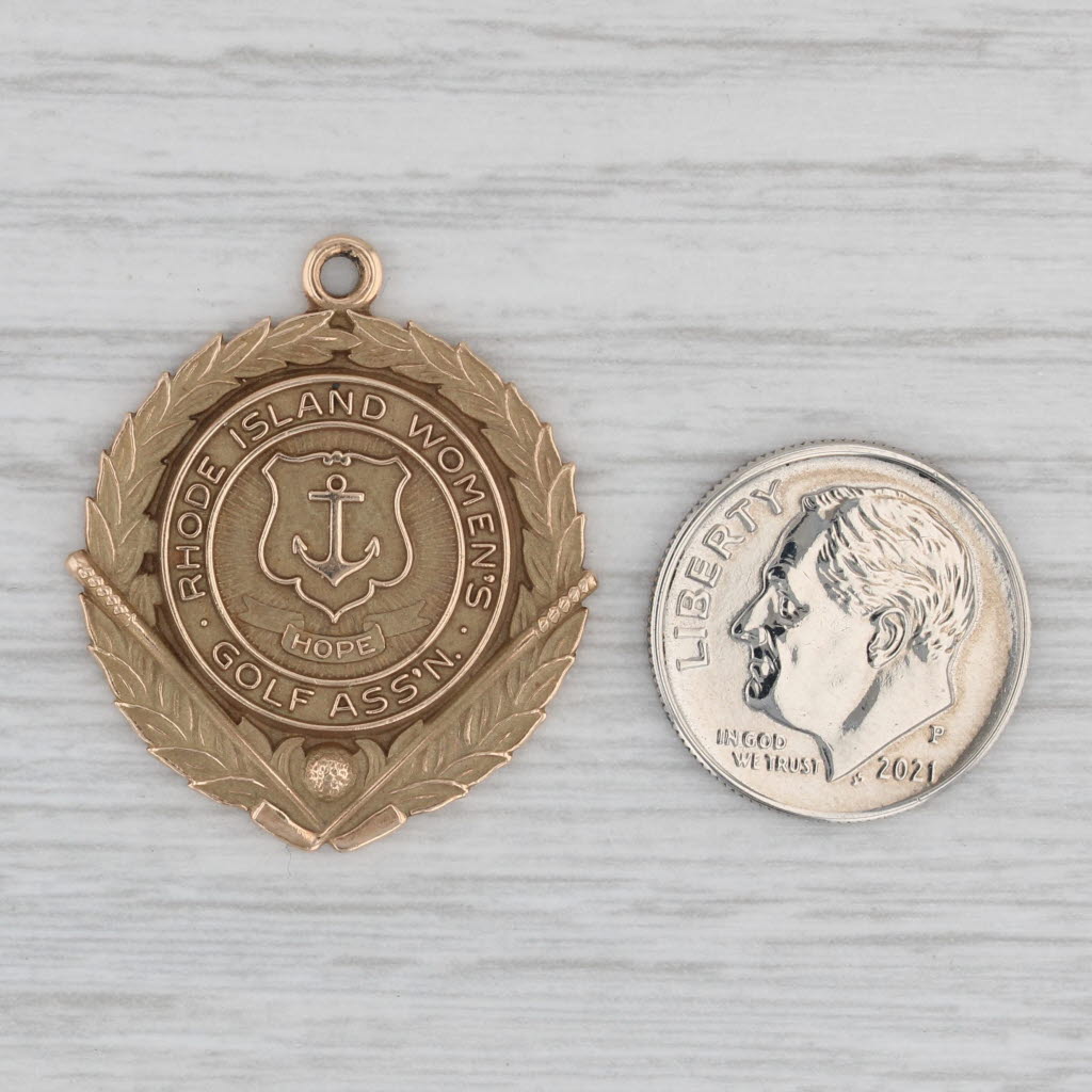 Gray Rhode Island Women's Golf Assn Hope Anchor Medallion 10k Gold Pendant