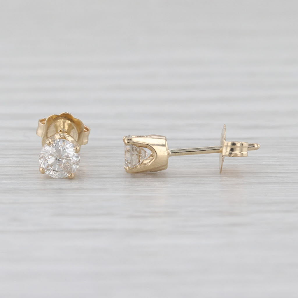 0.48ctw Diamond Stud Earrings 14k Yellow Gold Round Solitaire Studs