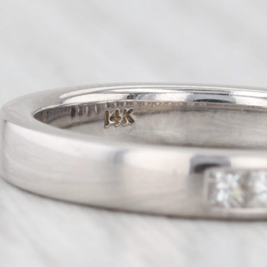 Light Gray 0.45ctw Channel Set Diamond Wedding Ring 14k White Gold Size 4.5 Stackable Band