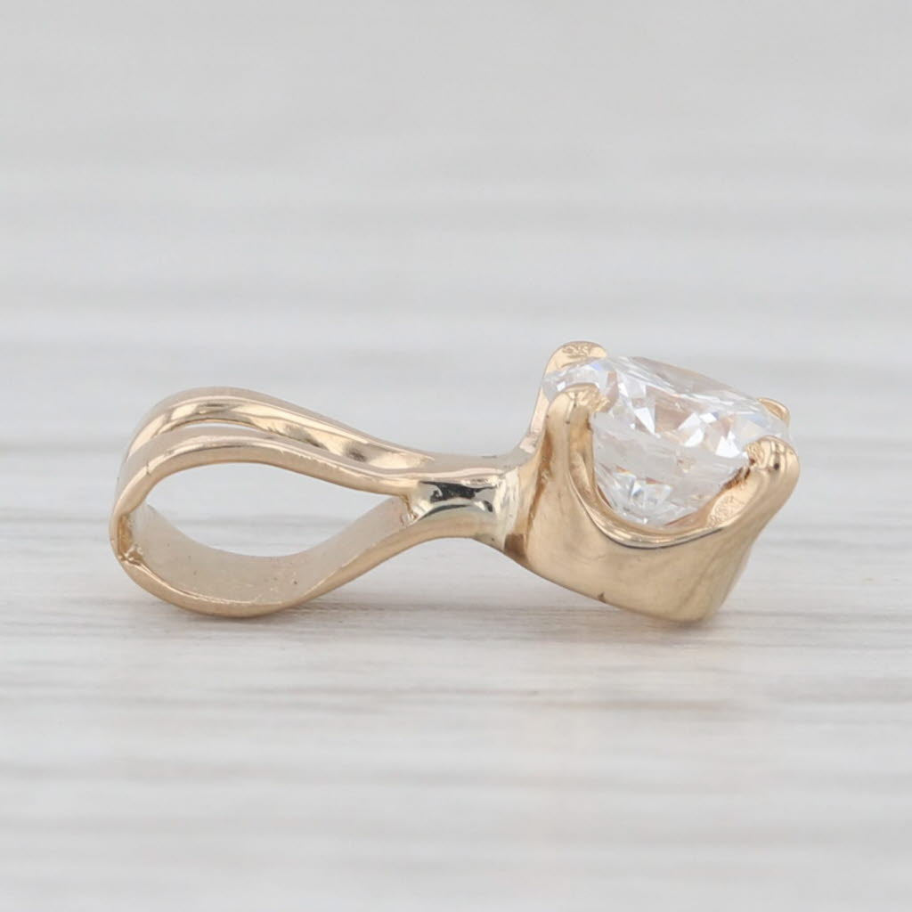 Light Gray 0.48ct Diamond Solitaire Pendant 14k Yellow Gold Round Brilliant Small Drop
