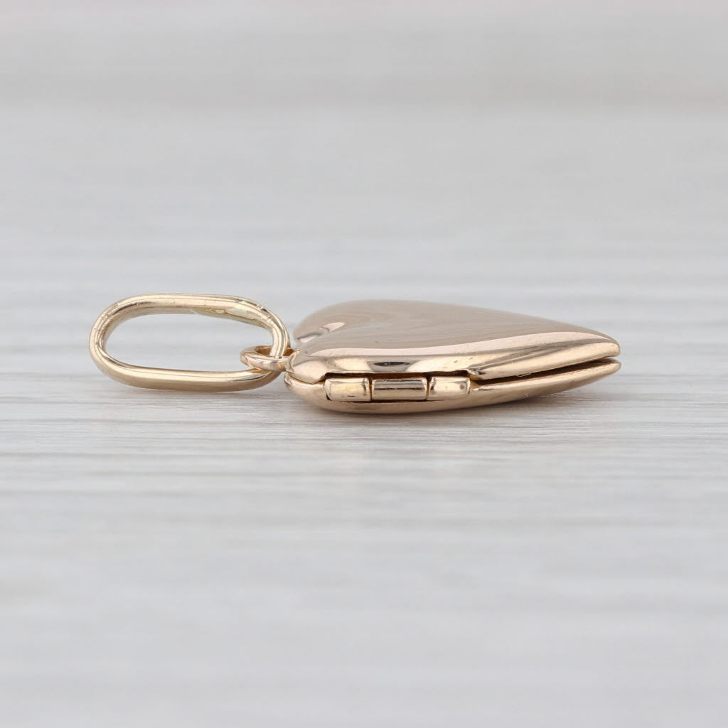Vintage Heart Picture Locket Pendant 14k Yellow Gold Opens