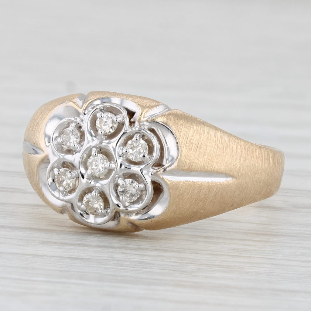 Light Gray Vintage 0.21ctw Diamond Cluster Men's Belcher Setting Ring 10k Gold Size 11.75