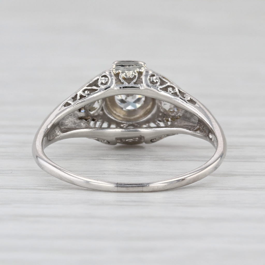 Art Deco 0.60ctw Diamond Engagement Ring Platinum Size 7 Vintage Filigree