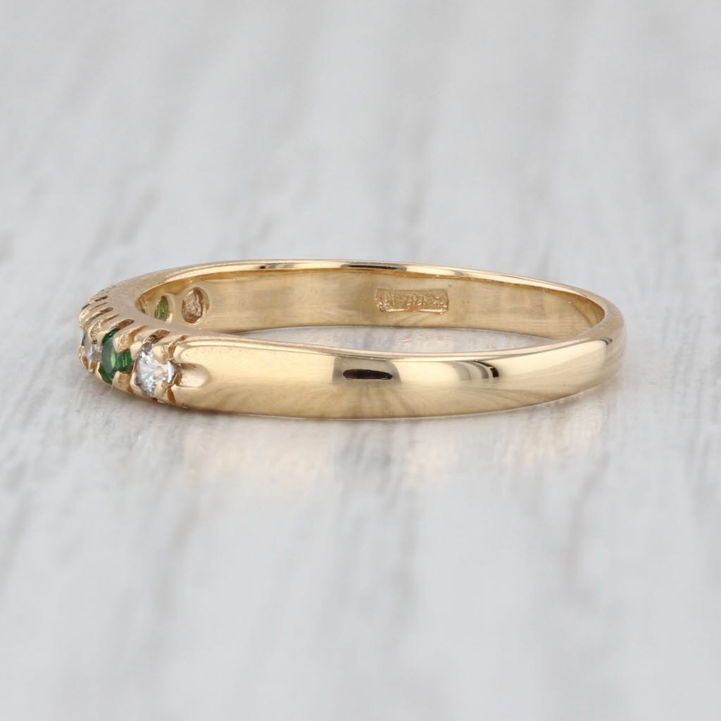 0.21ctw White & Green Cubic Zirconia Stackable Ring 18k Yellow Gold Sz 7.5 Band