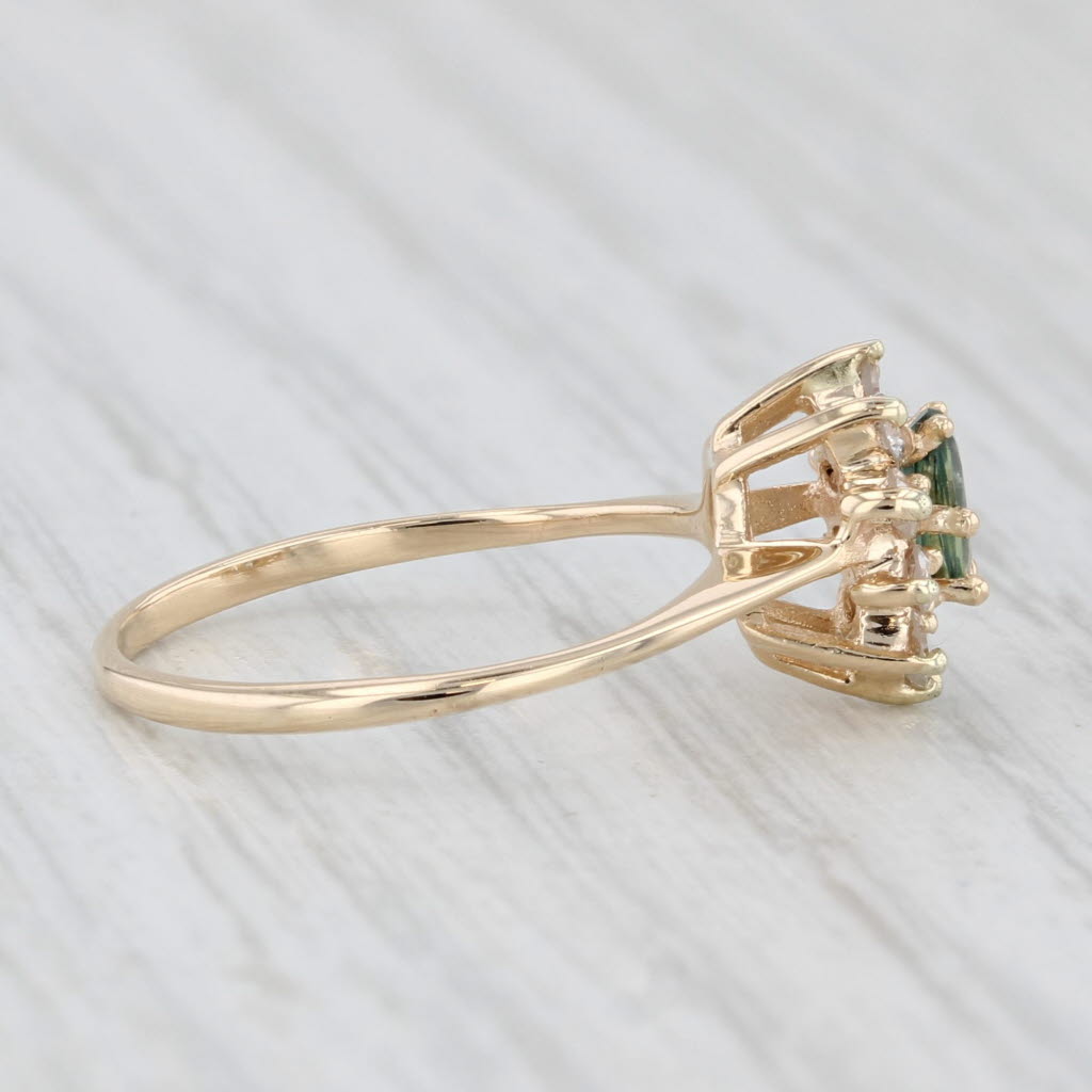 Light Gray 0.42ctw Oval Blue Sapphire Diamond Halo Ring 14k Yellow Gold Size 3.75