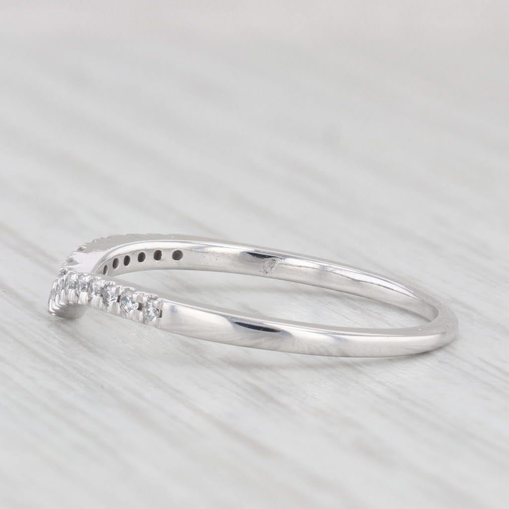 Light Gray 0.15ctw Diamond Contoured Ring Guard Stackable Wedding Band Sz 8 10k White Gold