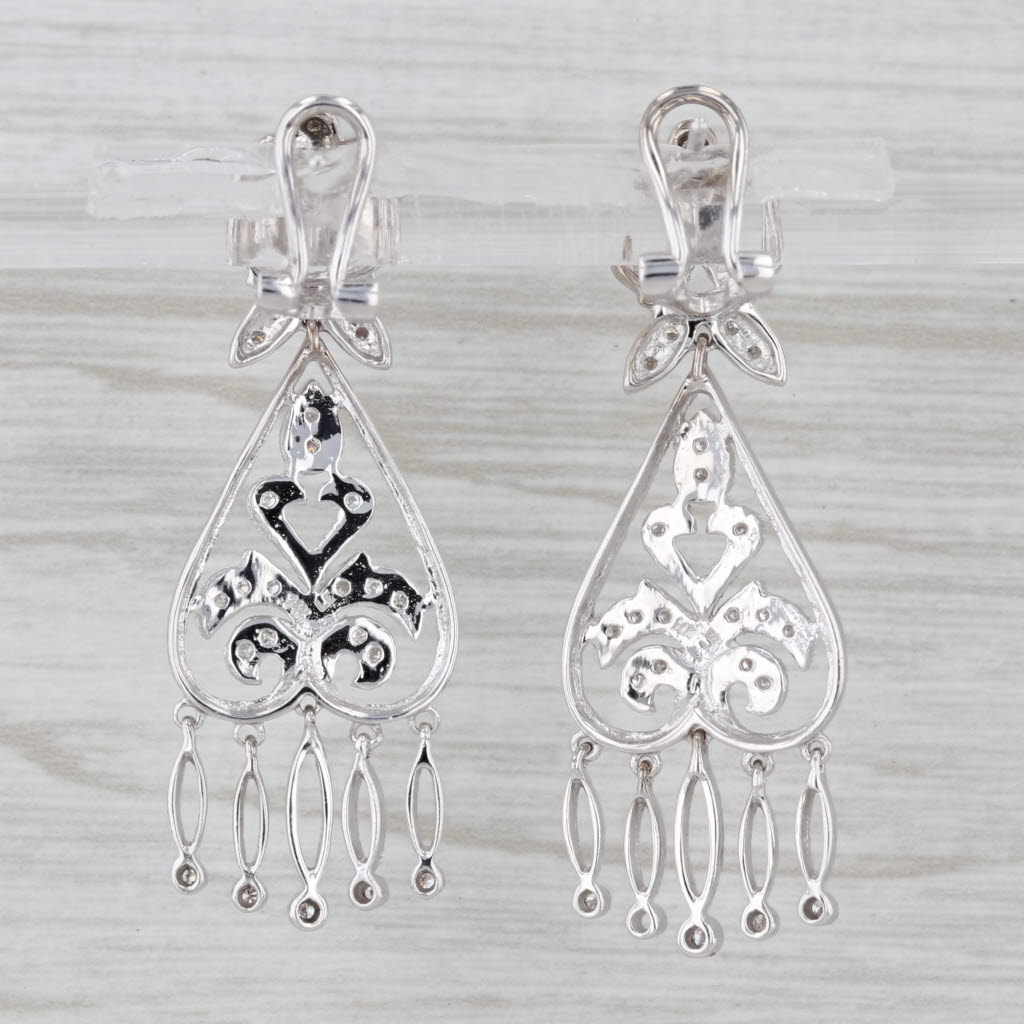 0.25ctw Diamond Dangle Earrings 14k White Gold Ornate Drops